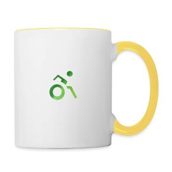 Läufst du noch oder rollst du schon? - Tasse zweifarbig - Weiß/Gelb - Rechts