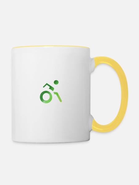 Läufst du noch oder rollst du schon? - Tasse zweifarbig - Weiß/Gelb