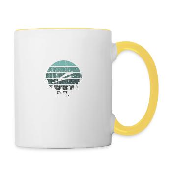 Ski Jumper Ski Jumping Retro - Contrasting Mug - white/yellow - Right
