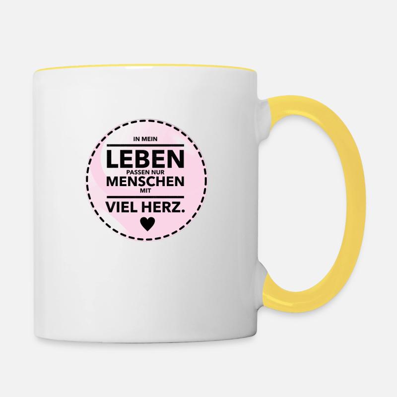 Leben - Tasse zweifarbig - Weiß/Gelb