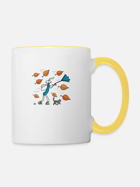 Herbstlaub - Tasse zweifarbig - Weiß/Gelb