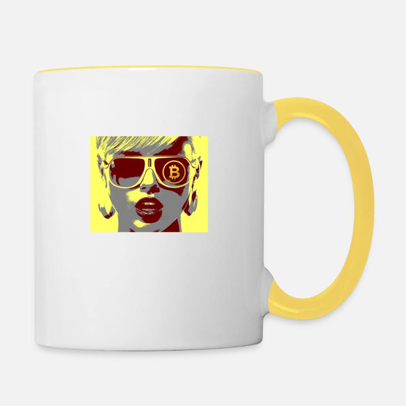 Bitcoin Cryptocurrency - Contrasting Mug - white/yellow