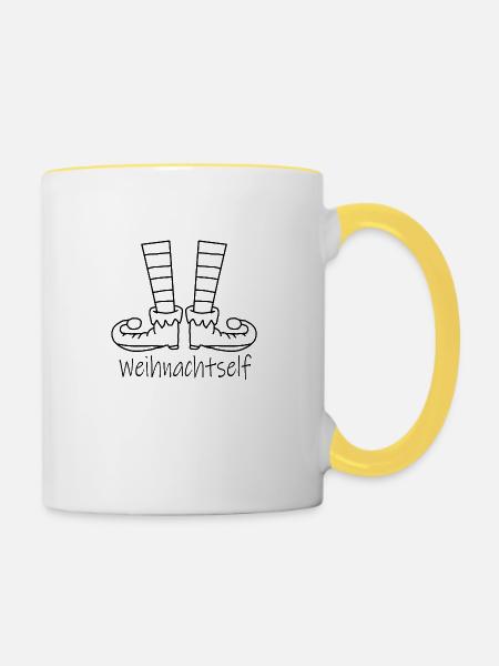 Weihnachtself - Tasse zweifarbig - Weiß/Gelb