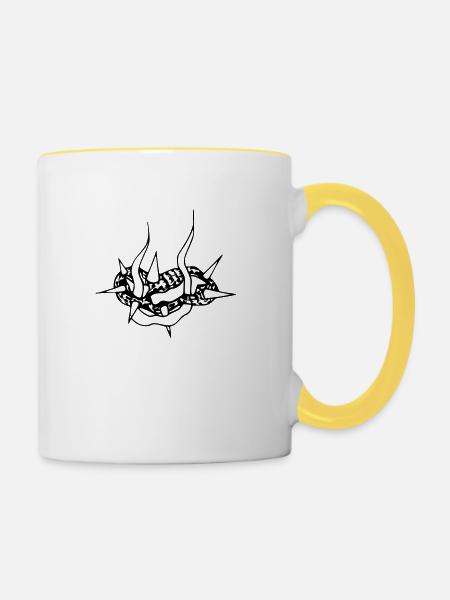 Dornen Kreis - Tasse zweifarbig - Weiß/Gelb