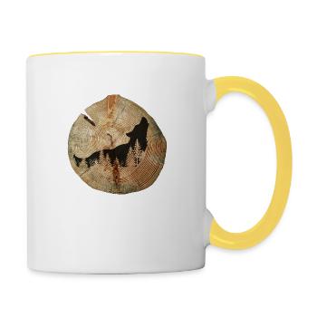 Tree Disc Wolf - Contrasting Mug - white/yellow - Right