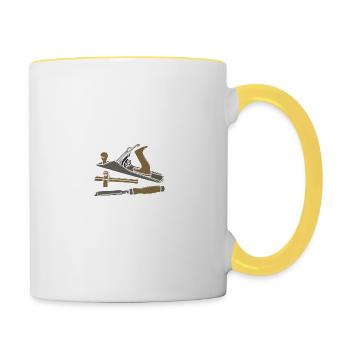 Holzarbeiter Holzverarbeitung - Tasse zweifarbig - Weiß/Gelb - Rechts