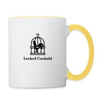 Locked Cuckold - Tasse zweifarbig - Weiß/Gelb - Rechts