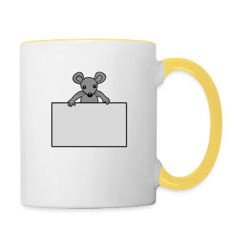 Mouse with shield - Contrasting Mug - white/yellow - Right