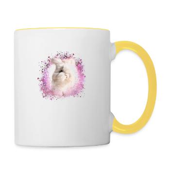 lapin angora, lapin, graffiti, rose, lapin - Mug contrasté - blanc/jaune - Droite