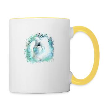 lapin angora, lapin, graffiti, coloré, lapin, bleu - Mug contrasté - blanc/jaune - Droite