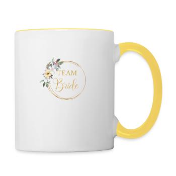 Équipe Bride! Couronne de fleurs personnalisable - Mug contrasté - blanc/jaune - Droite