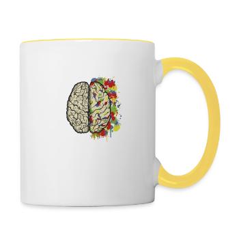 Gehirn-Mathematik - Tasse zweifarbig - Weiß/Gelb - Rechts