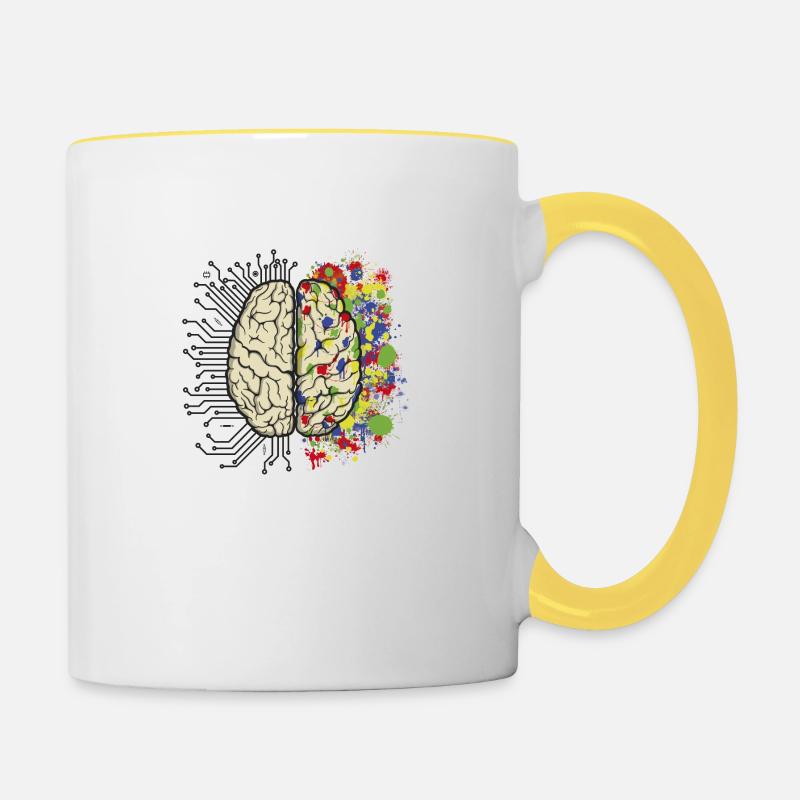 Cerveau cpu - Mug contrasté - blanc/jaune