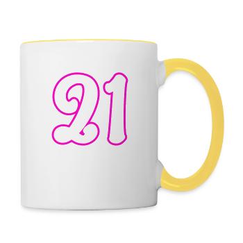 21 Numéro de numéro - Mug contrasté - blanc/jaune - Droite