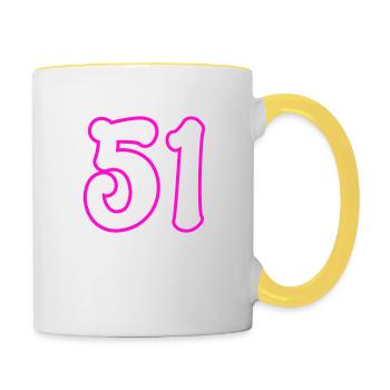 51 Numéro de numéro - Mug contrasté - blanc/jaune - Droite