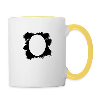 Fond de tache de couleur noire ovale - Mug contrasté - blanc/jaune - Droite