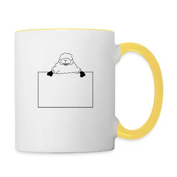 Shield-pointing sheep - Contrasting Mug - white/yellow - Right