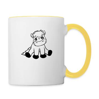 Cheval assis amical - Mug contrasté - blanc/jaune - Droite