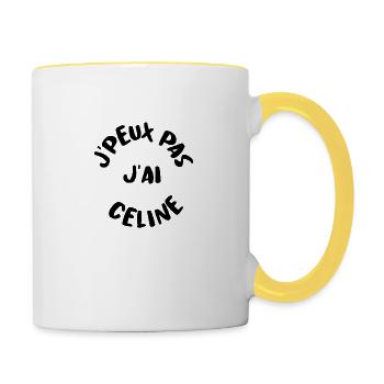 J'PEUX PAS J'AI CELINE - Mug contrasté - blanc/jaune - Droite