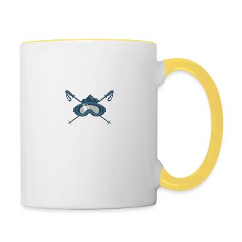 j'peux pas j'ai ski de fond cadeau humour ski - Mug contrasté - blanc/jaune - Droite