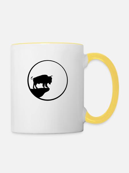 Bison Klippe Mond - Tasse zweifarbig - Weiß/Gelb
