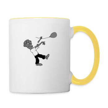 Zombie verliert Luftballon - Tasse zweifarbig - Weiß/Gelb - Rechts