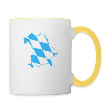 Bayern blau weiß große Rauten - Tasse zweifarbig - Weiß/Gelb - Rechts