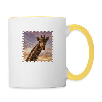 Giraffe at sunset - Contrasting Mug - white/yellow - Right