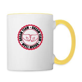 Équipe de rêve Stamp - Mug contrasté - blanc/jaune - Droite