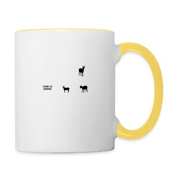 ce que je fais pendant mon temps libre chèvres - Mug contrasté - blanc/jaune - Droite