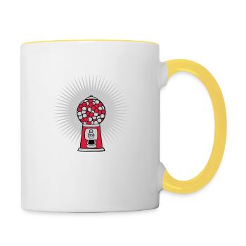 Strahlen Kaugummi Spender - Tasse zweifarbig - Weiß/Gelb - Rechts