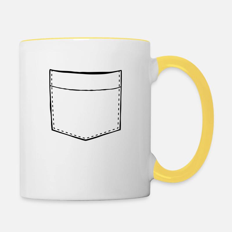 Design Brusttasche leer - Tasse zweifarbig - Weiß/Gelb
