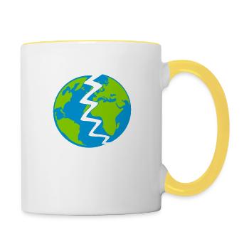 Zerstörte Erde Design - Tasse zweifarbig - Weiß/Gelb - Rechts