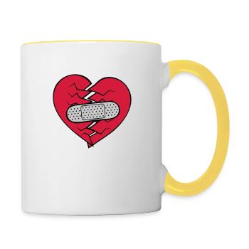 Patch heart broken - Contrasting Mug - white/yellow - Right