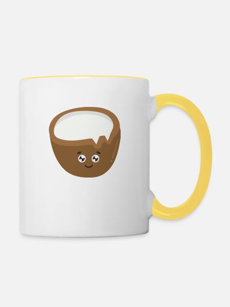Kokosnuss - Tasse zweifarbig - Weiß/Gelb