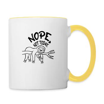 Funny Nope Sloth - Contrasting Mug - white/yellow - Right