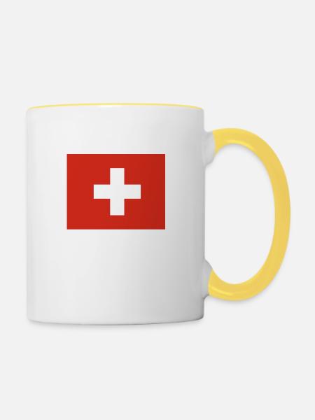 Schweiz - Tasse zweifarbig - Weiß/Gelb