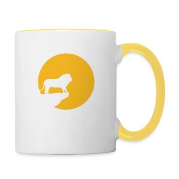 Löwe Klippe Sonne - Tasse zweifarbig - Weiß/Gelb - Rechts