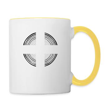Kreuz Kreis Gott - Tasse zweifarbig - Weiß/Gelb - Rechts