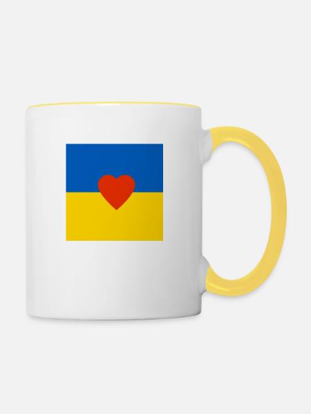 Ukraine - Tasse zweifarbig - Weiß/Gelb