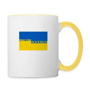 PRAY for Ukraine - Contrasting Mug - white/yellow - Right