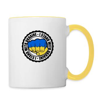 I Stand Ukraine - Tasse zweifarbig - Weiß/Gelb - Rechts
