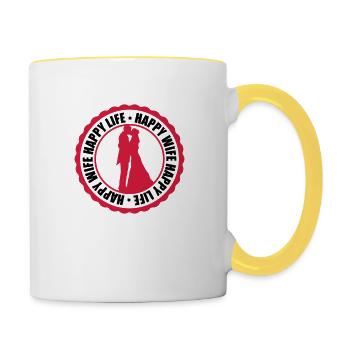 Wedding stamp round - Contrasting Mug - white/yellow - Right