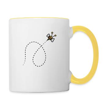 Gestrichelte Linie Biene - Tasse zweifarbig - Weiß/Gelb - Rechts