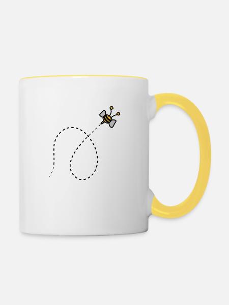 Gestrichelte Linie Biene - Tasse zweifarbig - Weiß/Gelb