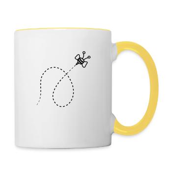 Linie Gestrichelt Biene - Tasse zweifarbig - Weiß/Gelb - Rechts