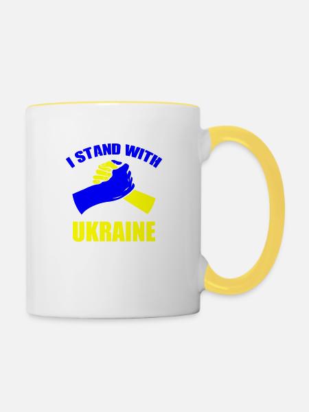 I stand with Ukraine - Tasse zweifarbig - Weiß/Gelb