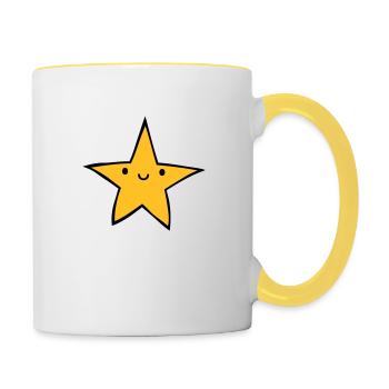 Liebes freundliches Sternchen - Tasse zweifarbig - Weiß/Gelb - Rechts