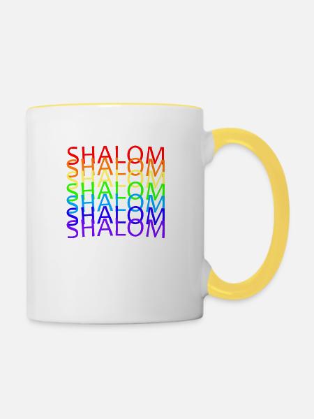 SHALOM - REGENBOGEN - Tasse zweifarbig - Weiß/Gelb
