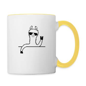 Sonnenbrille Lama Comic - Tasse zweifarbig - Weiß/Gelb - Rechts